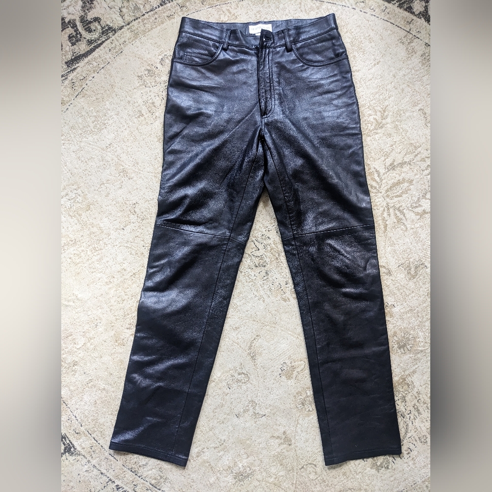 Hugo Buscati Women's Black Lambskin Leather Pants Size 8